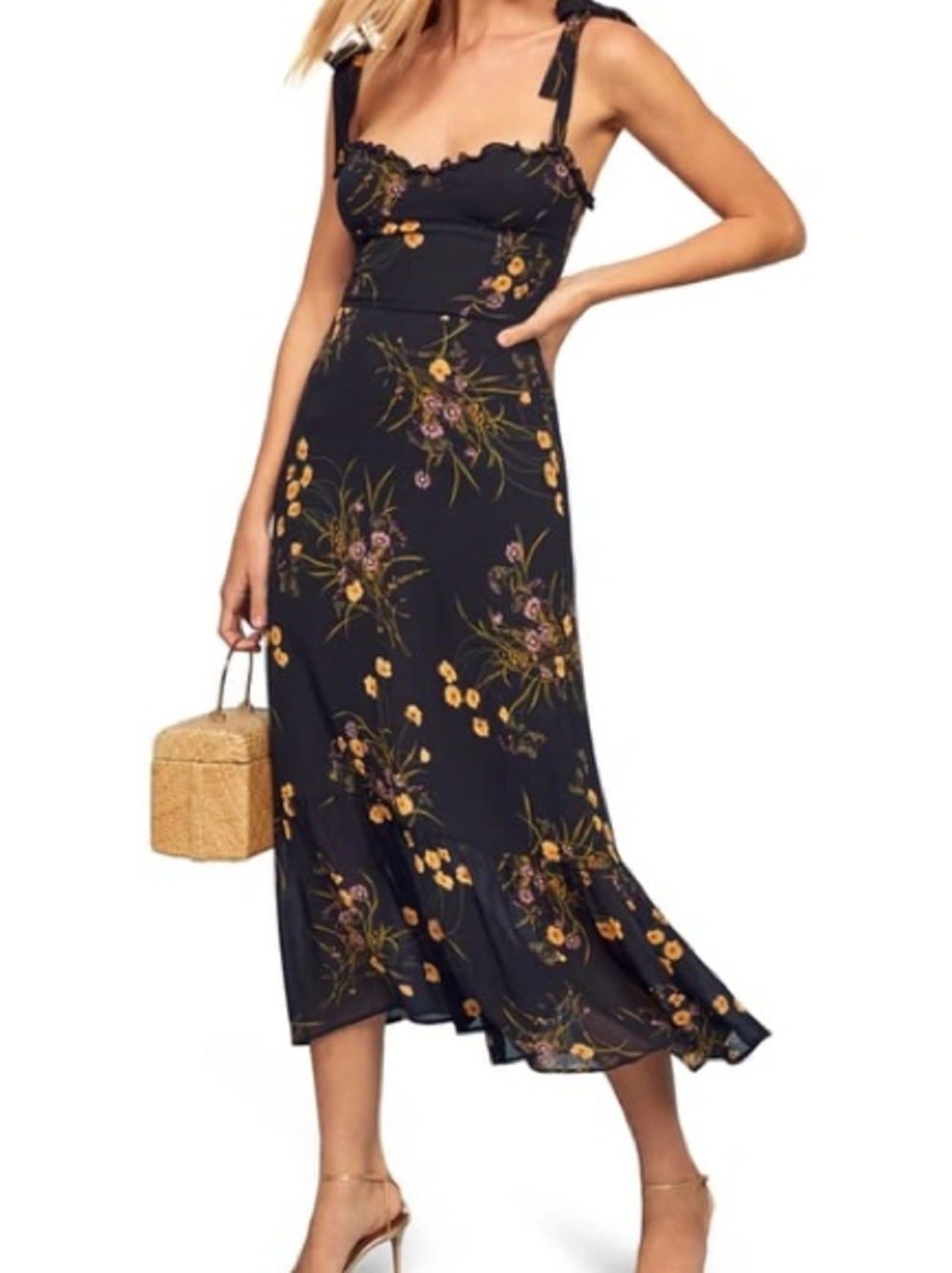 Reformation Nikita Midi Dress In Mademoiselle Size 8 - Picture 2 of 2